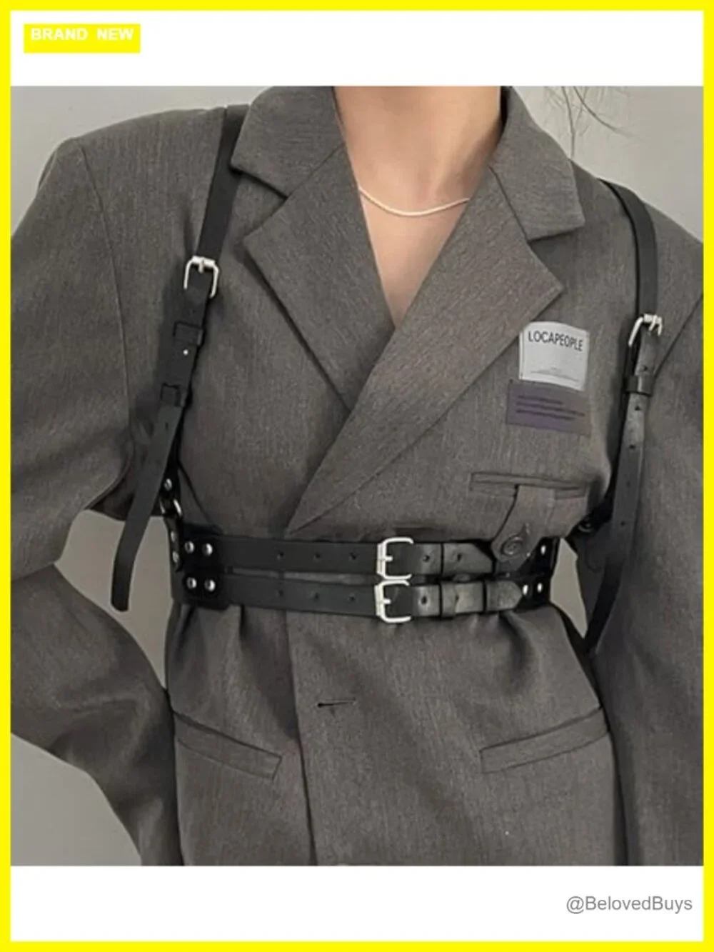 Women's Faux Leather Punk Harness Belt Adjustable Waist Gothic Body Harness Top